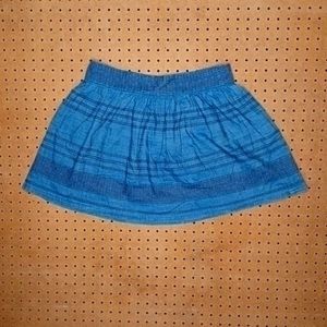 American Eagle womens blue chambray embroidered navy stitch A-line skirt 6 EUC